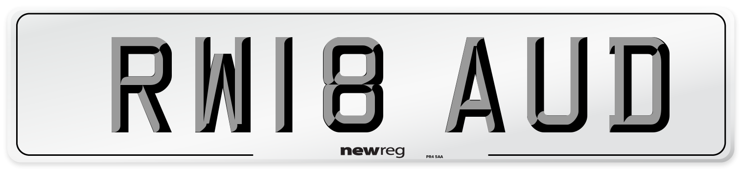 RW18 AUD Number Plate from New Reg